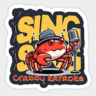 Funny crab Karaoke singer Sticker